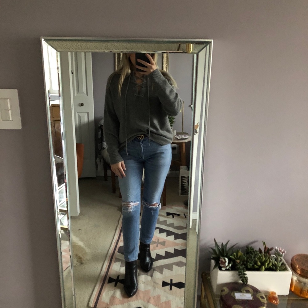 Who What Wear Lace Up Sweater